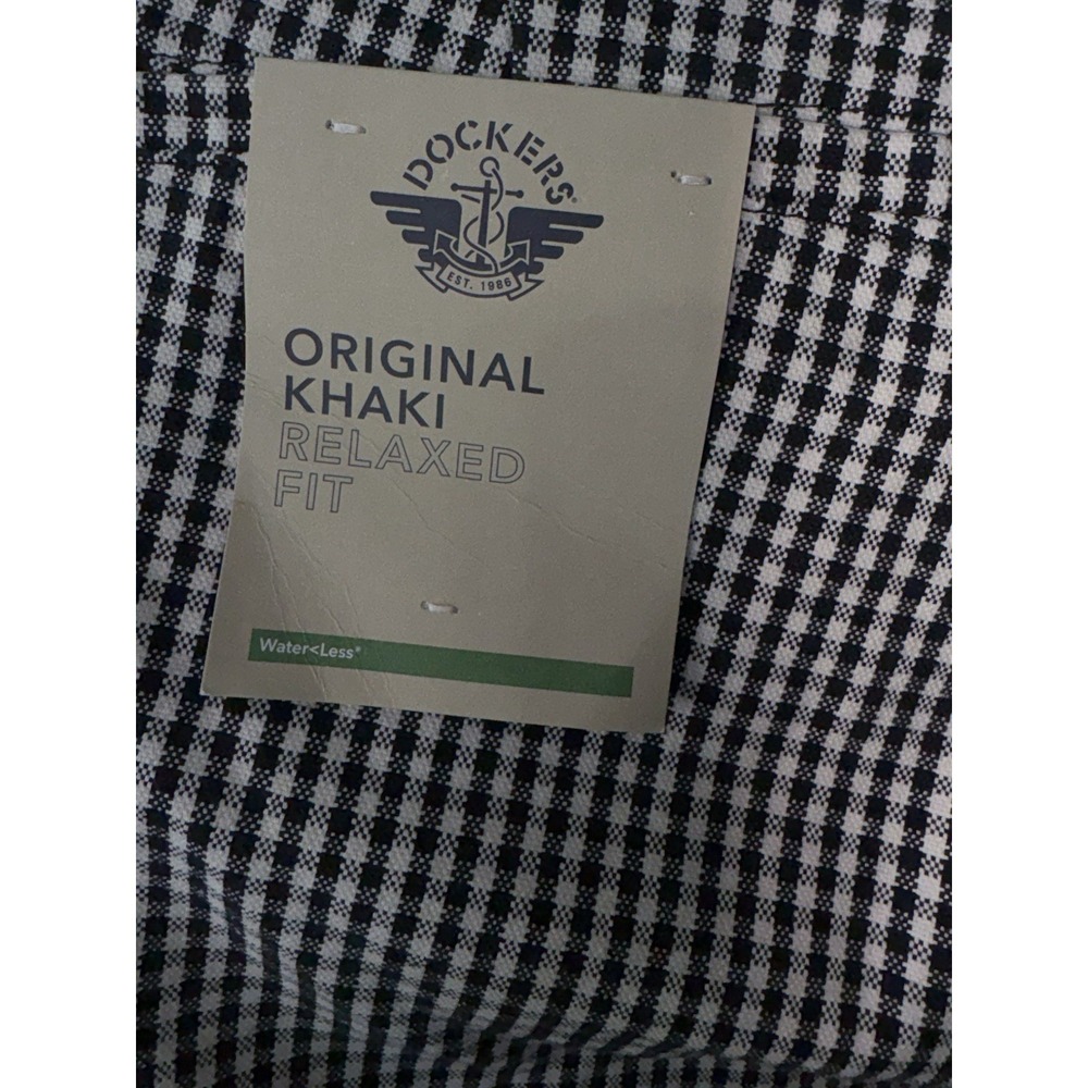 NWT Dockers Waterless Pleated Pants Gingham Mens 36x28 Black‎ White Check - Picture 4 of 14